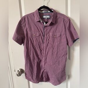 PD&C Purple and White Checkered Gingham Casual Shirt-Large
